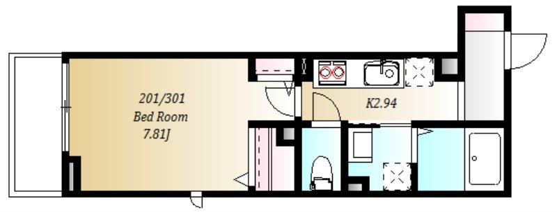 カズコート 201号室 間取り