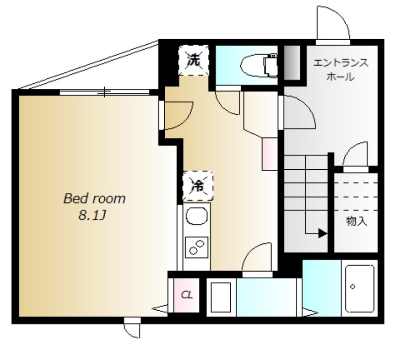 クレストール下馬 102号室 間取り