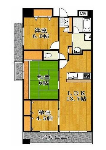 グランリーブル 703号室 間取り