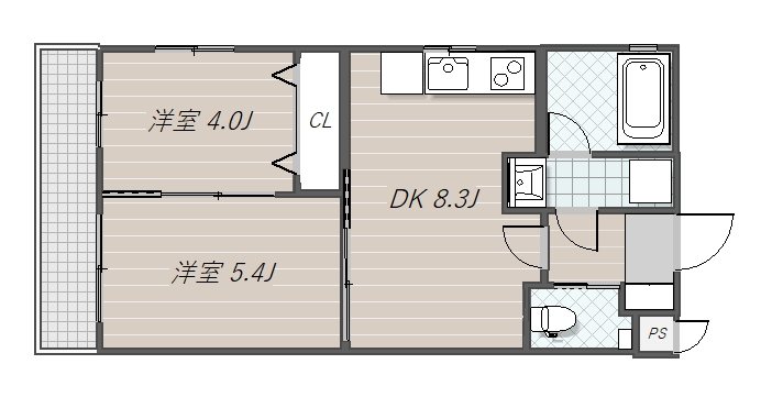 メルヴェーユ蘇我 306号室 間取り