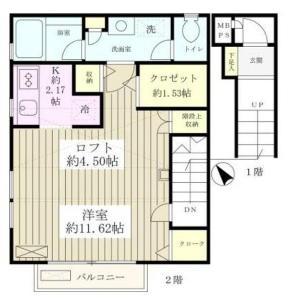 Ｅｓｐｏｉｒ　Ｐｉｏ妙典Ｂ棟 203号室 間取り