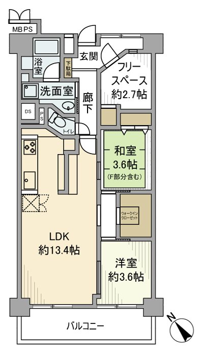 行徳ハイム3号棟 411号室 間取り
