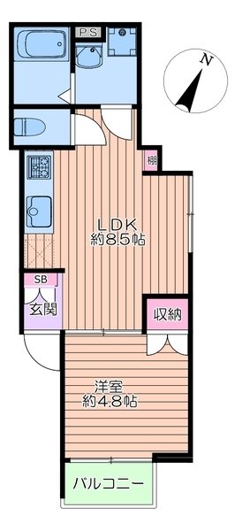 グリーングラス 102号室 間取り