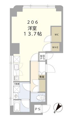 コスモビル 206号室 間取り
