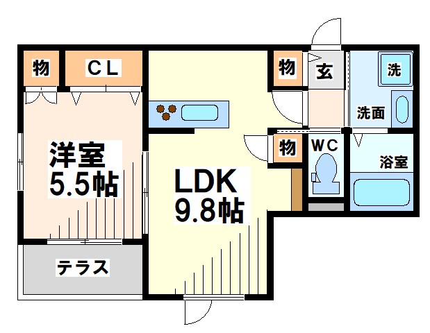 エルミタージュ武蔵野　 102号室 間取り