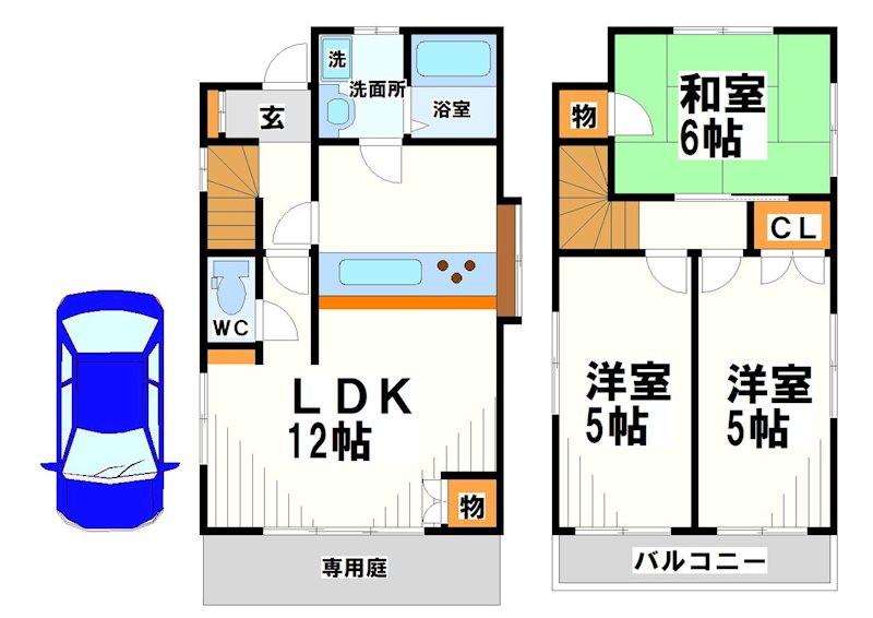 染地貸家   間取り