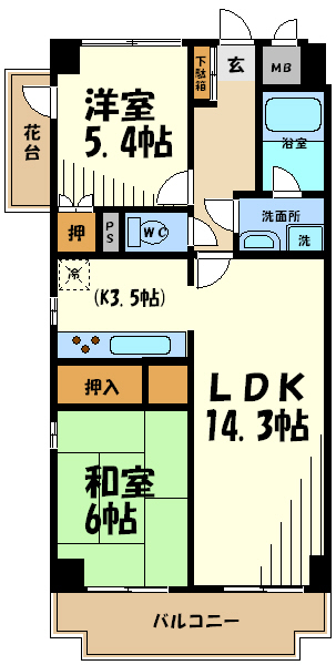 ゴコウエテルナーレＢ   間取り図