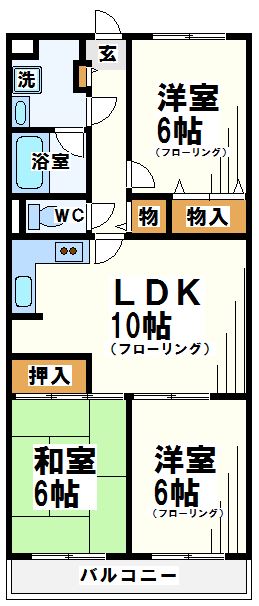 ライオンズマンション調布　B棟   間取り図