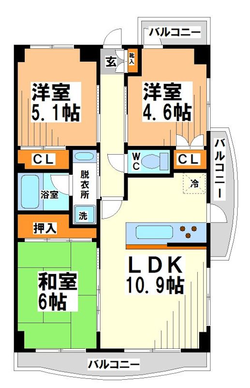 コンフォート聖蹟　当社管理物件 間取り
