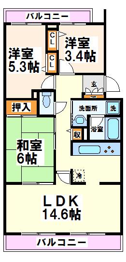 フィール天神町1号館 間取り