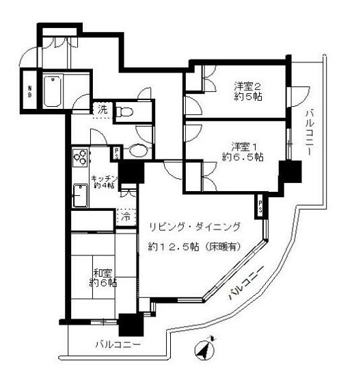 グランタワー調布　国領ル・パサージュ  間取り