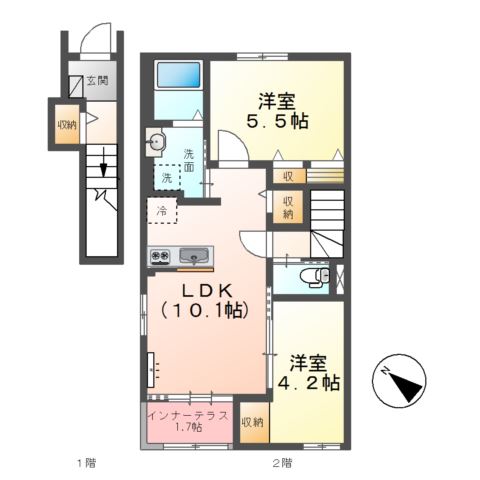 ソラーレ（東松山市松山町　アパートⅡ期新築工事） 間取り