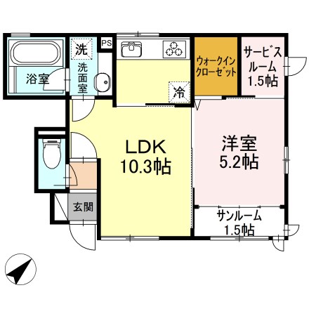 サンシャンテ上野毛A 102号室 間取り