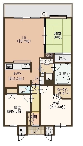 グラン・ブルー野洲Ⅱ 1406号室 間取り