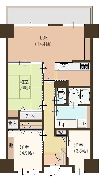 セルバ守山 909号室 間取り