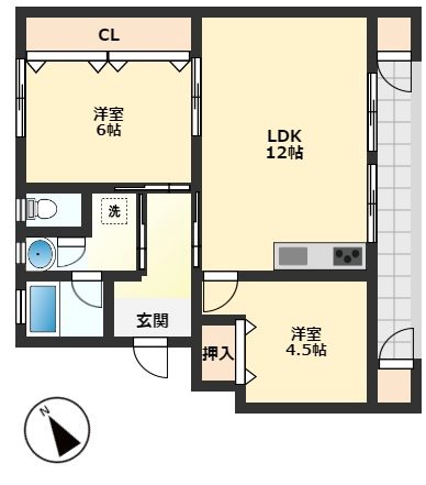 ロイヤルハイツ野洲 114号室 間取り