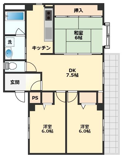 フォンティーン 205号室 間取り