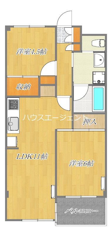 オークハイツ 207号室 間取り