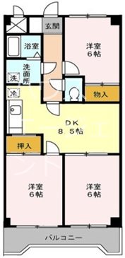 サザンハピネス 602号室 間取り
