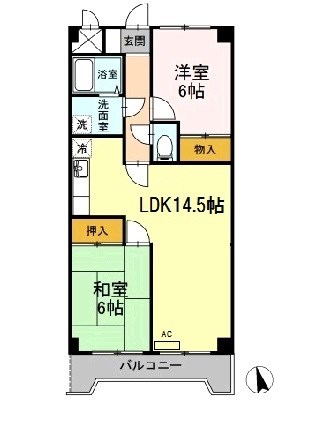 サザンハピネス 502号室 間取り