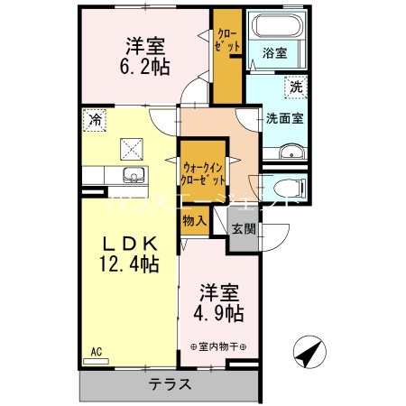 グラード 102号室 間取り