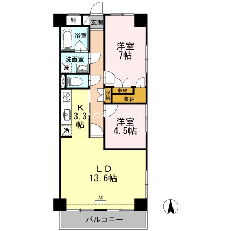 ハイフラットワン 703号室 間取り