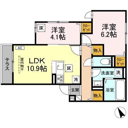 シャルマン 103号室 間取り