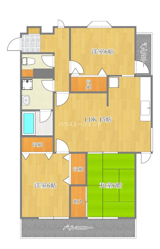 オークテラス 606号室 間取り