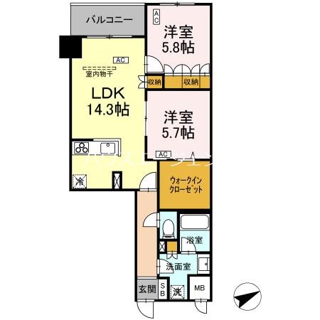サンジョイアゼロ 102号室 間取り