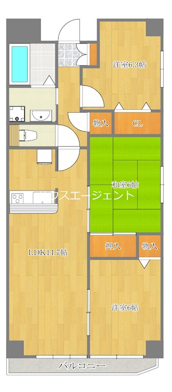 サンスカイ 806号室 間取り