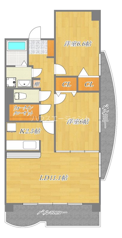 パールパレス 205号室 間取り