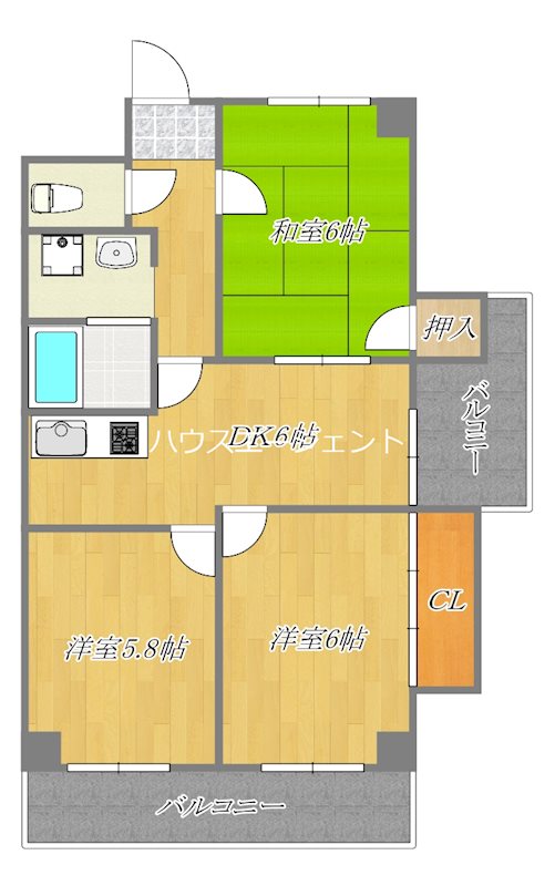 ＴＯＭＩＫＵＲＡ　Ⅺ 601号室 間取り