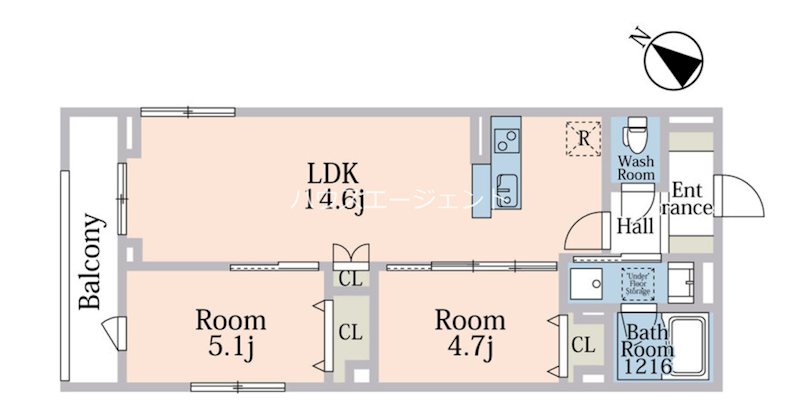 サンゼム 101号室 間取り