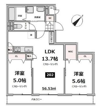 （仮称）メゾン・ド・ソレイユ 202号室 間取り
