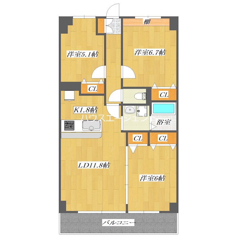 グロリア参番館 402号室 間取り
