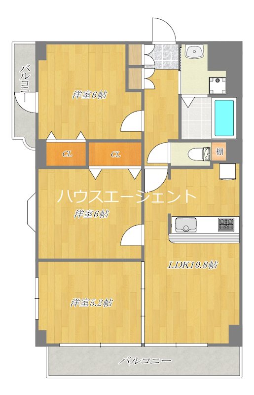 グロリア参番館 610号室 間取り