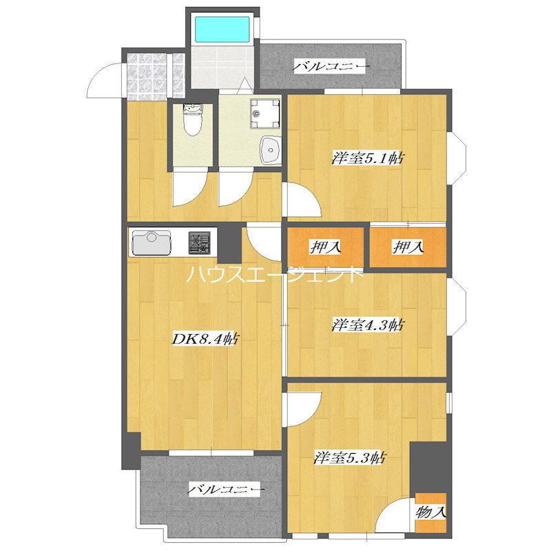 モン・コリーヌ　山邦 402号室 間取り