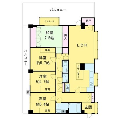 パルシティ笈川 402号室 間取り