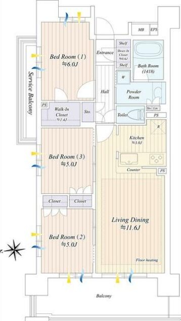 スカイクレストビュー西葛西 602号室 間取り