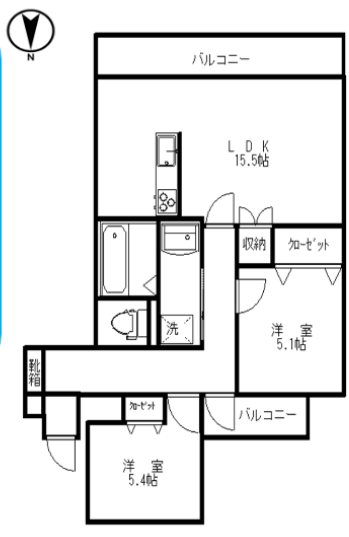 第2荒井プレイス 401号室 間取り