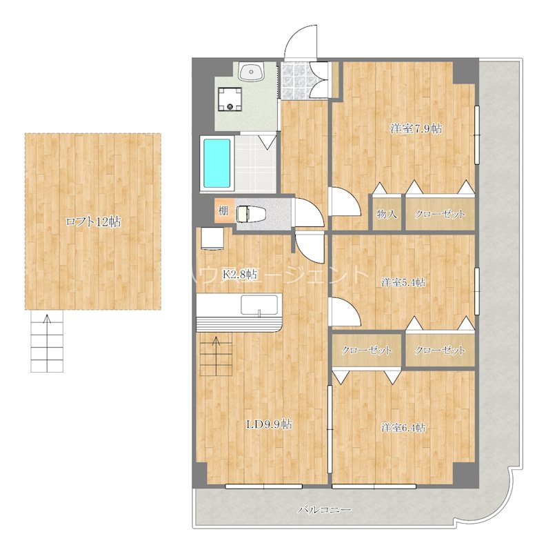グロリア参番館 902号室 間取り