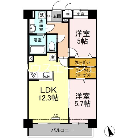PLUM　VILLAGE 505号室 間取り