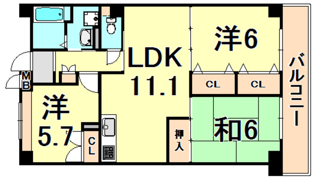 兵庫県伊丹市荻野３丁目 間取り