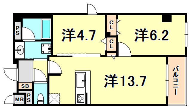 神戸海岸通 萬利RESIDENCE 間取り