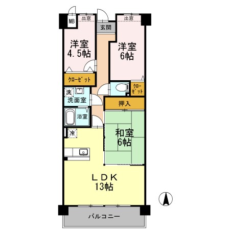 プラザハイツ二ツ屋B棟 間取り