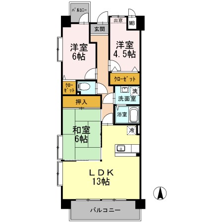 プラザハイツ二ツ屋B棟 間取り