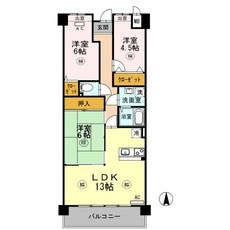 プラザハイツ二ツ屋B棟 間取り