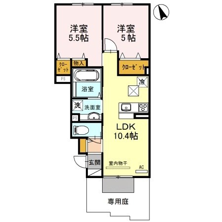 メルベーユ福里 B棟 間取り
