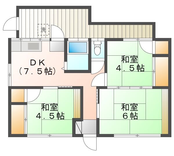 土井3丁目箱田貸家　1号 間取り