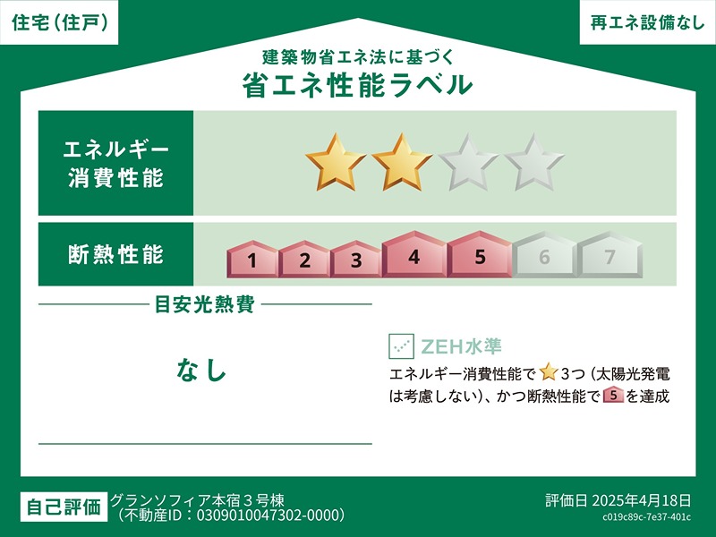 グランソフィア本宿　3 省エネ性能ラベル